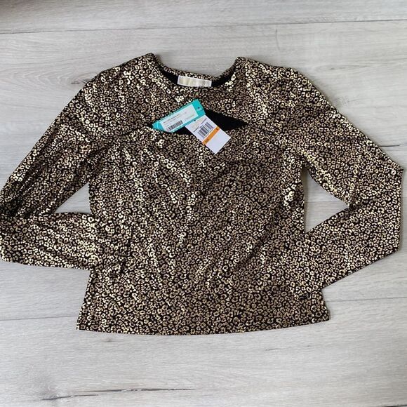 MICHAEL Michael Kors
Foil Cheetah Cut-Out Top Gold‎ Stitch Fix S Nwt - Picture 2 of 4